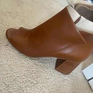 Brown Peep-Toe Ankle Boots